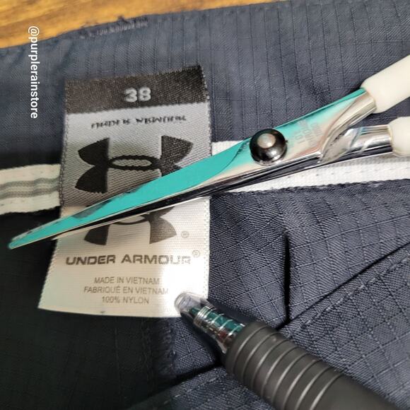 Under Armour Rip Stop Cargo Shorts 38 Measures 36 Embroidered Logo Navy Gorpcore - Picture 5 of 12